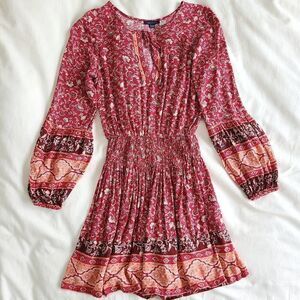 American Eagle Boho Fit & Flare Mini Dress Women's XS Multicolor 100% Viscose